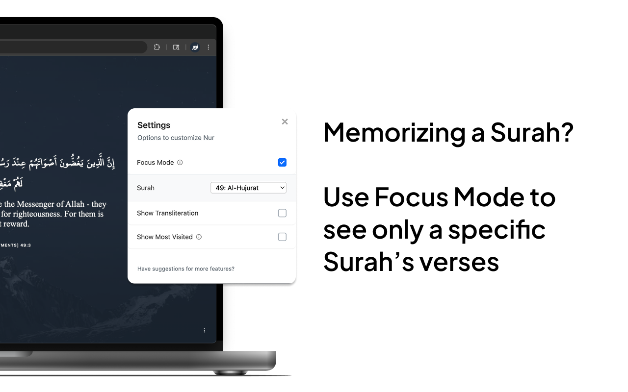 Nur extension - settings